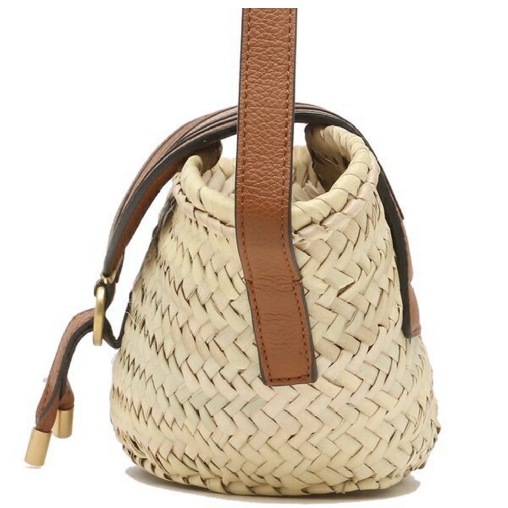 Chloe Marcie leather & raffia Tan Woven shoulder Bag basket crossbody - Picture 6 of 16